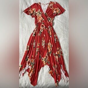 Altar’d State Floral Asymmetrical Midi Dress